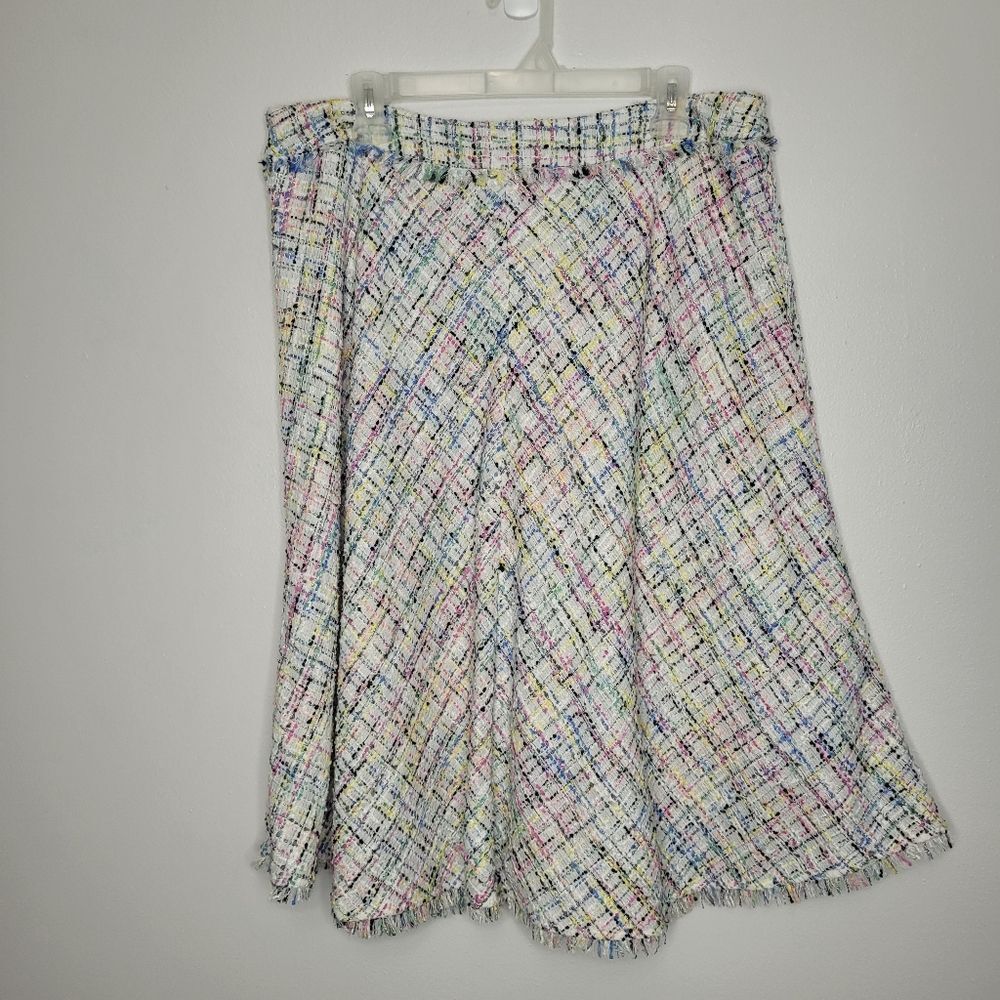 Worthington rainbow tweed full colorful church Easter skirt size 16